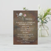 Wildblume Oak Wood Wedding Menü Menükarte (Stehend Vorderseite)