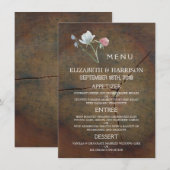 Wildblume Oak Wood Wedding Menü Menükarte (Vorne/Hinten)
