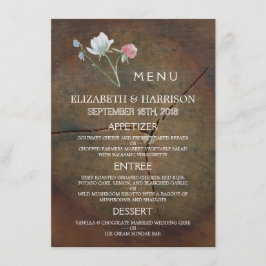Wildblume Oak Wood Wedding Menü Menükarte