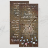Wildblume Oak Wood Wedding Programm (Vorne/Hinten)