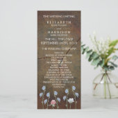 Wildblume Oak Wood Wedding Programm (Stehend Vorderseite)