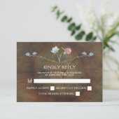 Wildblume Oak Wood Wedding RSVP Karte (Stehend Vorderseite)