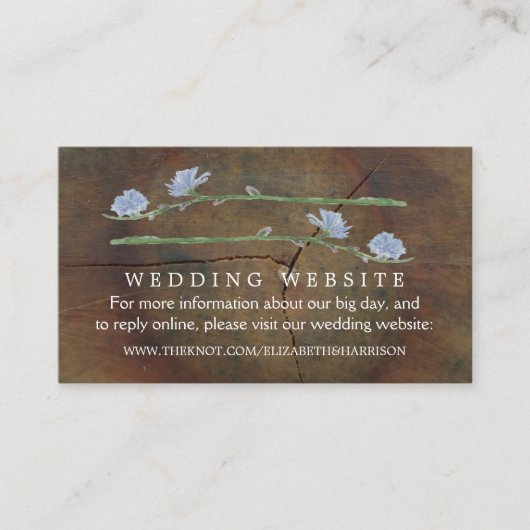 Wildblume Oak Wood Wedding Website Begleitkarte (Vorderseite)