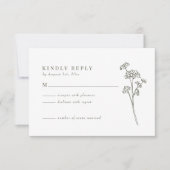 Wildblume Olive Green Wedding RSVP Card (Vorderseite)