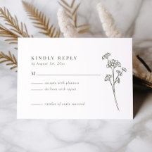 Wildblume Olive Green Wedding RSVP Card