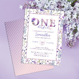 Wildblume ONEderful Girl's 1st Birthday Einladung