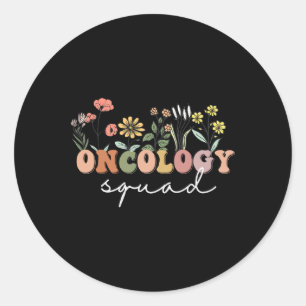 Wildblume Onkologie Nurse Squad Retro T-Shirt Pedi Runder Aufkleber
