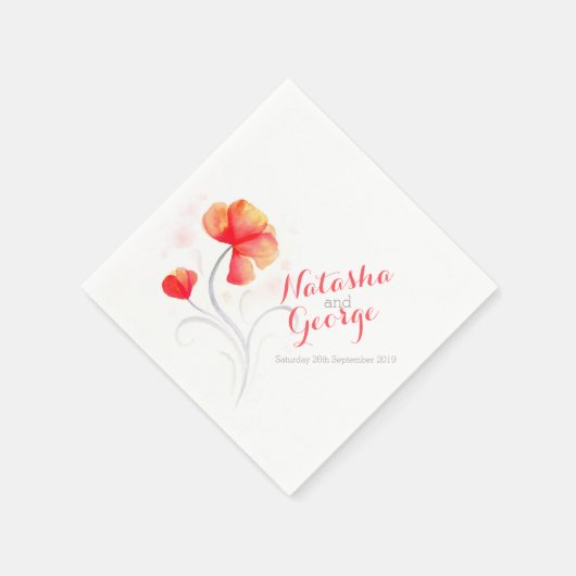 Wildblume Orange-Papierserviette für Hochzeiten Serviette (Ecke)