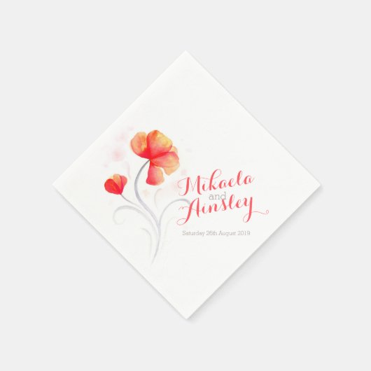 Wildblume Orange-Papierserviette für Hochzeiten Serviette (Ecke)
