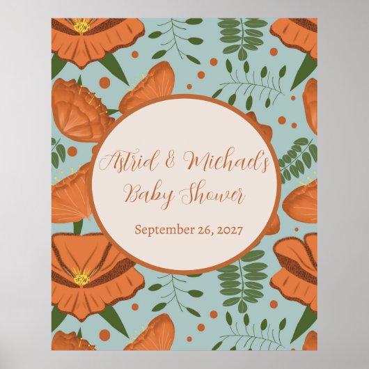 Wildblume Orange Poppy Babydusche Poster (Vorne)