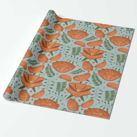 Wildblume Orange Poppy Geschenkpapier (Ungerollt)