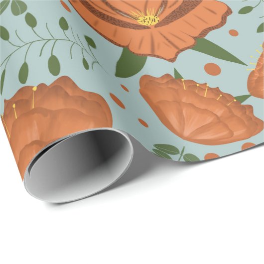 Wildblume Orange Poppy Geschenkpapier (Rolleneckpunkt)