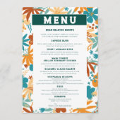 Wildblume Orange Ranunculus Daisy Aquamarin Hochze Menükarte (Vorderseite)