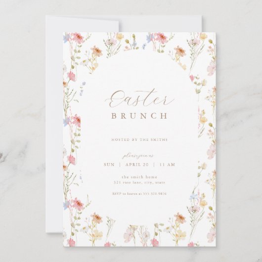 Wildblume Osterbrunch & Eierjagd Einladung (Vorderseite)