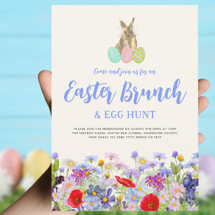 Wildblume Ostergeblasener Brunch und Eierjagd Einladung