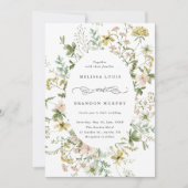 Wildblume Oval Frame Wedding Einladung (Vorderseite)