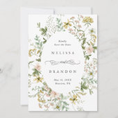 Wildblume Oval Frame Wedding Foto Save The Date (Vorderseite)