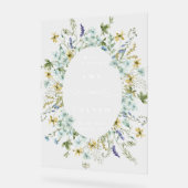 Wildblume Oval Kranz Rahmen Hochzeit Willkommen Acrylschild (Winkel)