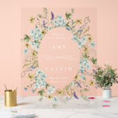 Wildblume Oval Kranz Rahmen Hochzeit Willkommen Acrylschild (Hochzeit)
