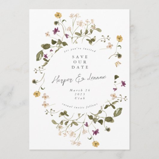 Wildblume Pampas Floral Foto Save The Date (Vorderseite)