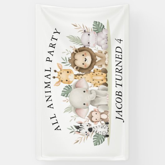 Wildblume Party Animal Safari Geburtstag Banner (Vertikal)