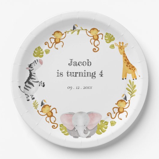 Wildblume Party Animal Safari Kindergeburtstag Par Pappteller (Vorderseite)
