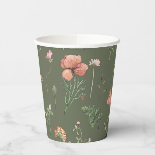 Wildblume Party Paper Cups Pappbecher (Links)