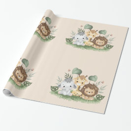 Wildblume Party TierSafari Geschenkpapier