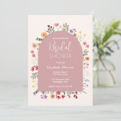 Wildblume Pastellfarben Rosa Brautparty Einladung (Stehend Vorderseite)