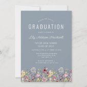 Wildblume Pattern Dusty Blue Graduation Party Einladung (Vorderseite)