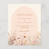 Wildblume Peach arch Budget Hochzeitseinladung (Vorderseite)
