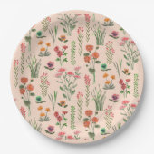 Wildblume Peach Brautparty Pappteller (Vorderseite)