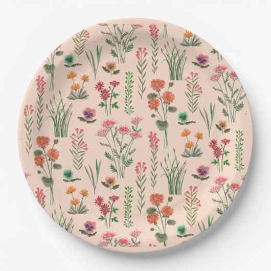 Wildblume Peach Brautparty Pappteller (Vorderseite)