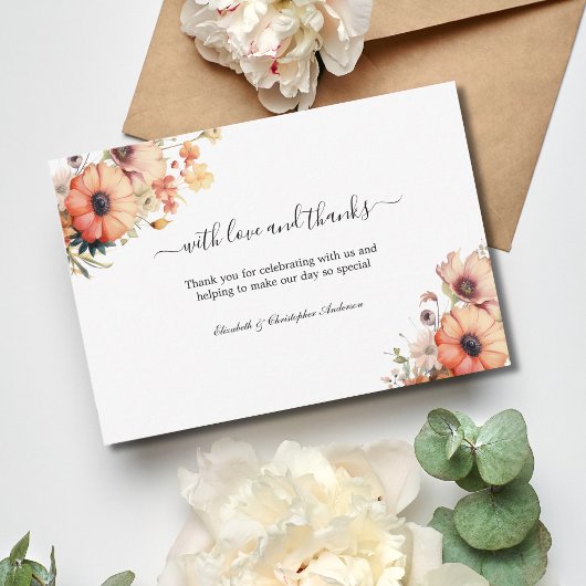 Wildblume Peach Yellow Watercolor Wedding Dankeskarte