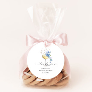 Wildblume Pearls Prosecco Danke, Bridal Dusche Runder Aufkleber