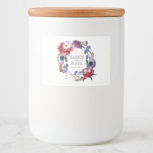 Wildblume Peony Floral with Feathers   Hochzeit Lebensmitteletikett