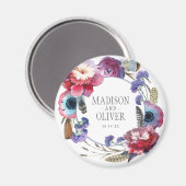 Wildblume Peony Floral with Feathers | Hochzeit Magnet (Vorderseite/Rückseite)