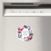 Wildblume Peony Floral with Feathers | Hochzeit Magnet (In Situ (Geschirrspüler))