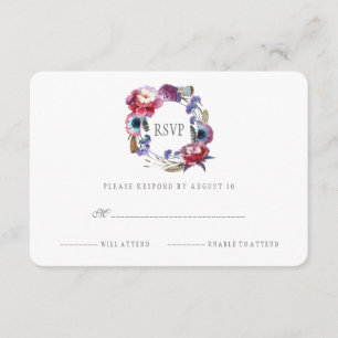 Wildblume Peony Floral with Feathers   UAWG RSVP Karte