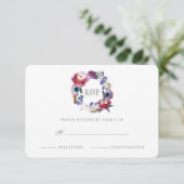 Wildblume Peony Floral with Feathers | UAWG RSVP Karte (Stehend Vorderseite)