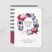 Wildblume Peony Floral with Feathers | Vielen Dank Dankeskarte (Vorne/Hinten)