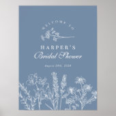 Wildblume Periwinkle Brautparty Begrüßungszeichen Poster (Vorne)