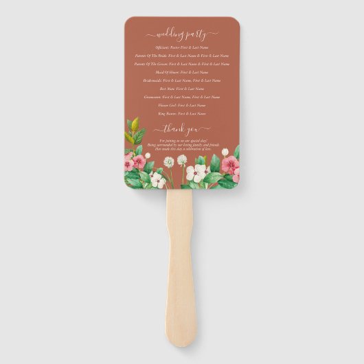 Wildblume Periwinkle Burnt Orange Hochzeitsprogram Fächer (Rückseite)