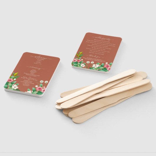 Wildblume Periwinkle Burnt Orange Hochzeitsprogram Fächer (Non-assembled)