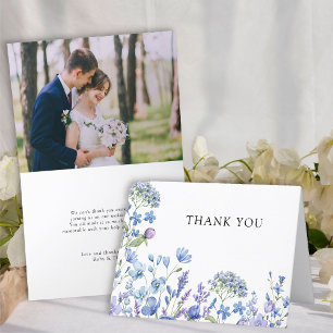 Wildblume Periwinkle Floral Wedding Foto Dankeskarte
