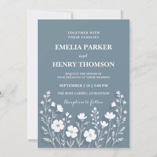 Wildblume periwinkle Hochzeit Einladung (Vorderseite)