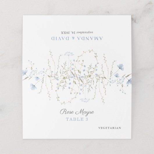 Wildblume Periwinkle Menü Option Tischnummer (Außenseite Aufgefaltet)