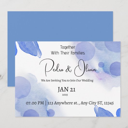 Wildblume Periwinkle Wedding Einladung (Vorne/Hinten)