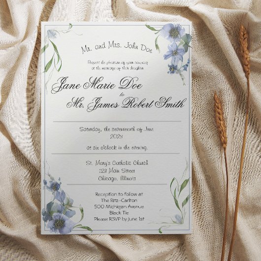 Wildblume Periwinkle Wedding Einladung