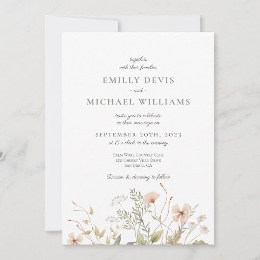 Wildblume Periwinkle Wedding Einladung (Vorderseite)